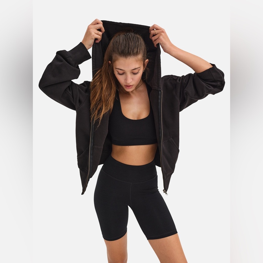 MATE the Label Organic Fleece Zip Cropped Hoodie